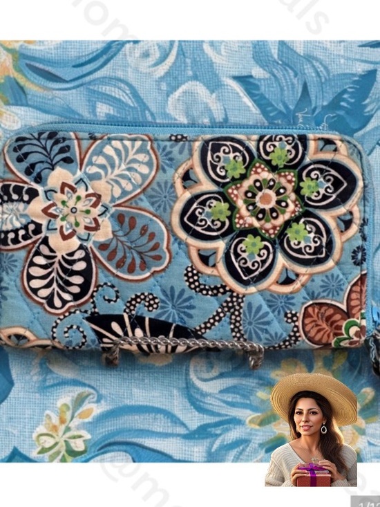 Vera Bradley Handbags - Vera Bradley Zip Around Wristlet/Wallet Bali Blue Retired Pattern Large Slim GUC